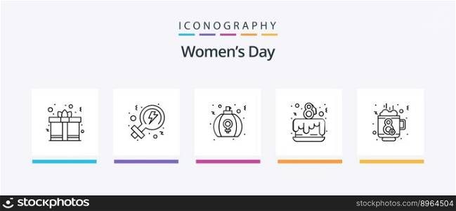 Womens Day Line 5 Icon Pack Including women. feminism. day. tulip. flower. Creative Icons Design
