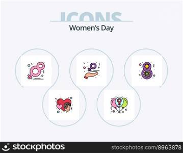 Womens Day Line Filled Icon Pack 5 Icon Design. day. peace. blossom. freedom. equality