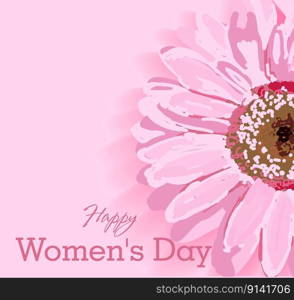 Womens day text design with flowers and pink background. Vector illustration. Womens day greeting design. Template for poster, card, banner.. Womens day text design with flowers and pink background. Vector illustration. Womens day greeting design. Template for poster, card, banner..