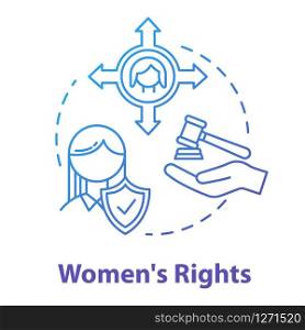 Womens rights blue concept icon. Gender justice. Sex discrimination. Women empowerment. Feminist movement idea thin line illustration. Vector isolated outline RGB color drawing