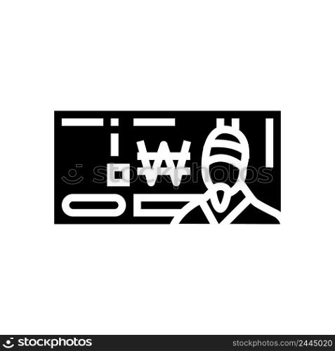 won krw glyph icon vector. won krw sign. isolated contour symbol black illustration. won krw glyph icon vector illustration