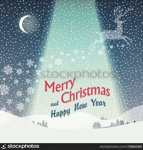 Wonderful Christmas Landscape. Calm Winter Scene Illustration