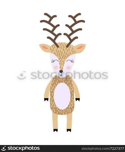 Wonderful deer Holiday poster in Scandinavian style.