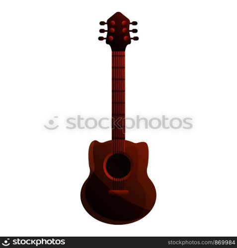 Wood acoustic guitar icon. Cartoon of wood acoustic guitar vector icon for web design isolated on white background. Wood acoustic guitar icon, cartoon style