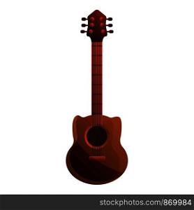 Wood acoustic guitar icon. Cartoon of wood acoustic guitar vector icon for web design isolated on white background. Wood acoustic guitar icon, cartoon style