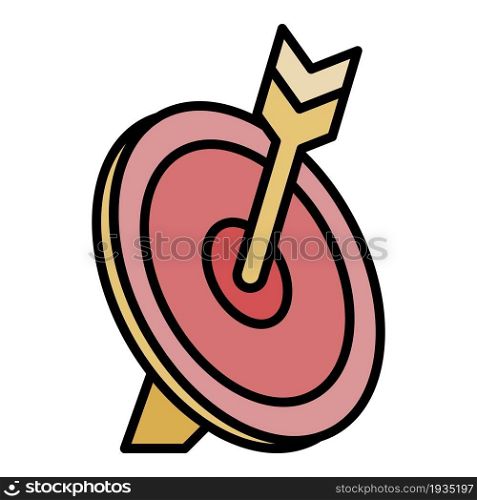 Wood arch target icon. Outline wood arch target vector icon color flat isolated. Wood arch target icon color outline vector