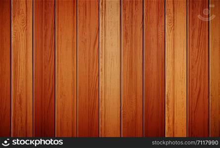 Wood background realistic vector illustration. Light brown boards with wooden texture, wall with vertical panels for natural design. Wood background realistic vector illustration