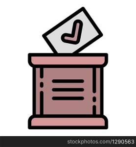 Wood ballot box icon. Outline wood ballot box vector icon for web design isolated on white background. Wood ballot box icon, outline style