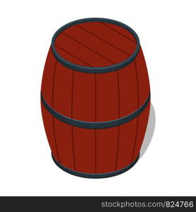 Wood barrel of beer icon. Isometric of wood barrel of beer vector icon for web design isolated on white background. Wood barrel of beer icon, isometric style