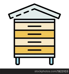 Wood bee hive icon. Outline wood bee hive vector icon color flat isolated on white. Wood bee hive icon color outline vector