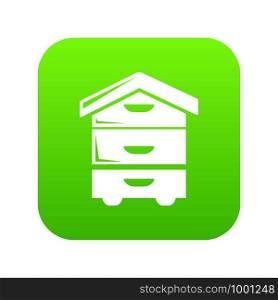Wood beehive icon green vector isolated on white background. Wood beehive icon green vector