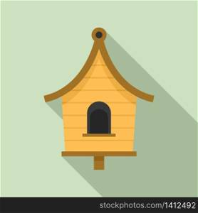 Wood bird house icon. Flat illustration of wood bird house vector icon for web design. Wood bird house icon, flat style