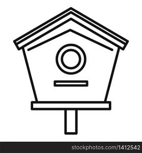 Wood bird house icon. Outline wood bird house vector icon for web design isolated on white background. Wood bird house icon, outline style
