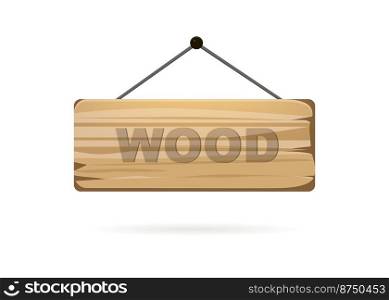 Wood board, sign with shadow on a white background, vector