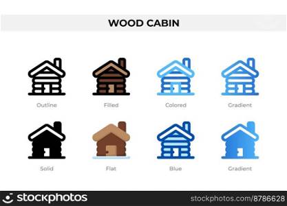 Wood cabin icons in different style. Wood cabin icons set. Holiday symbol. Different style icons set. Vector illustration