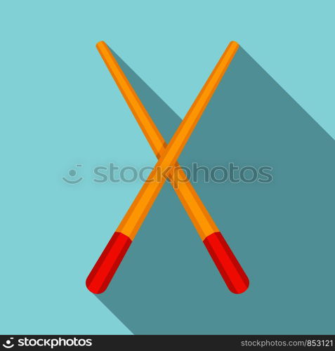 Wood chopsticks icon. Flat illustration of wood chopsticks vector icon for web design. Wood chopsticks icon, flat style