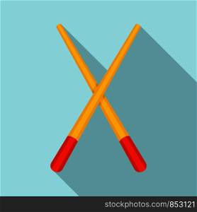 Wood chopsticks icon. Flat illustration of wood chopsticks vector icon for web design. Wood chopsticks icon, flat style
