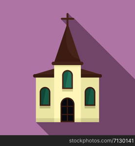 Wood church icon. Flat illustration of wood church vector icon for web design. Wood church icon, flat style