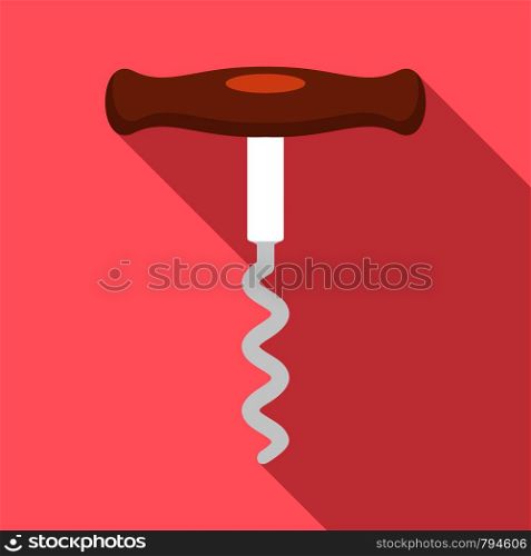 Wood corkscrew icon. Flat illustration of wood corkscrew vector icon for web design. Wood corkscrew icon, flat style