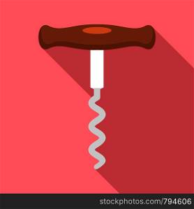 Wood corkscrew icon. Flat illustration of wood corkscrew vector icon for web design. Wood corkscrew icon, flat style
