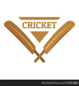 Wood cricket bats logo. Flat illustration of wood cricket bats vector logo for web design isolated on white background. Wood cricket bats logo, flat style