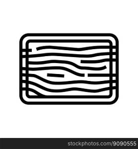 wood cutting board kitchen cookware line icon vector. wood cutting board kitchen cookware sign. isolated contour symbol black illustration. wood cutting board kitchen cookware line icon vector illustration