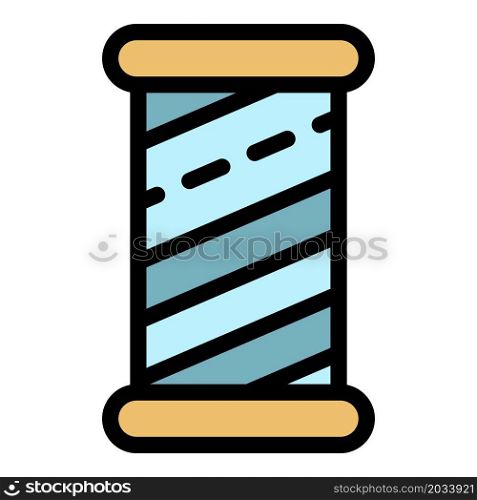 Wood cylinder thread icon. Outline wood cylinder thread vector icon color flat isolated. Wood cylinder thread icon color outline vector