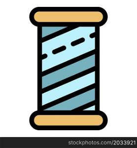 Wood cylinder thread icon. Outline wood cylinder thread vector icon color flat isolated. Wood cylinder thread icon color outline vector