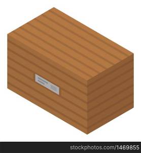Wood delivery box icon. Isometric of wood delivery box vector icon for web design isolated on white background. Wood delivery box icon, isometric style