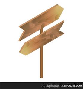 Wood direction signboard icon. Isometric of wood direction signboard vector icon for web design isolated on white background. Wood direction signboard icon, isometric style