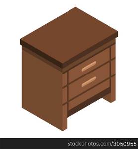 Wood drawer icon. Isometric of wood drawer vector icon for web design isolated on white background. Wood drawer icon, isometric style