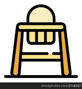 Wood feeding chair icon. Outline wood feeding chair vector icon color flat isolated. Wood feeding chair icon color outline vector