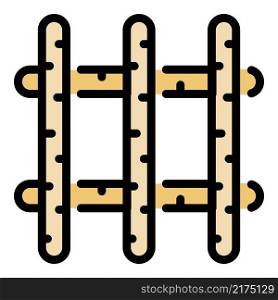 Wood fence icon. Outline wood fence vector icon color flat isolated. Wood fence icon color outline vector