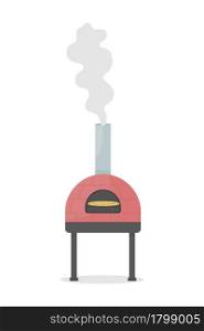 Wood-fired oven for pizza cooking semi flat color vector object. Full sized item on white. Professional oven for restaurant isolated modern cartoon style illustration for graphic design and animation. Wood-fired oven for pizza cooking semi flat color vector object