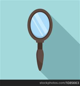 Wood hand mirror icon. Flat illustration of wood hand mirror vector icon for web design. Wood hand mirror icon, flat style