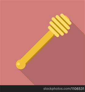Wood honey spoon icon. Flat illustration of wood honey spoon vector icon for web design. Wood honey spoon icon, flat style