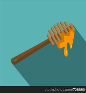 Wood honey tool icon. Flat illustration of wood honey tool vector icon for web design. Wood honey tool icon, flat style