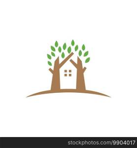Wood house logo vector flat design