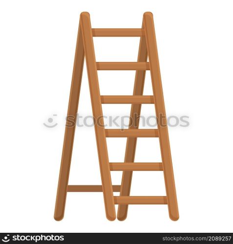 Wood ladder icon cartoon vector. Tree garden. Lawn worker. Wood ladder icon cartoon vector. Tree garden