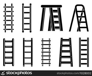 Wood ladder icons set. Simple set of wood ladder vector icons for web design on white background. Wood ladder icons set, simple style
