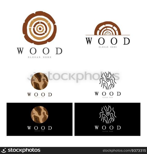 wood logo template icon illustration design vector, used for wood factories, wood plantations, log processing, wood furniture, wood warehouses with a modern minimalist concept