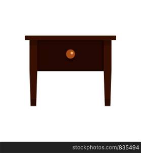 Wood nightstand icon. Flat illustration of wood nightstand vector icon for web isolated on white. Wood nightstand icon, flat style