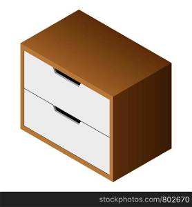 Wood nightstand icon. Isometric of wood nightstand vector icon for web design isolated on white background. Wood nightstand icon, isometric style