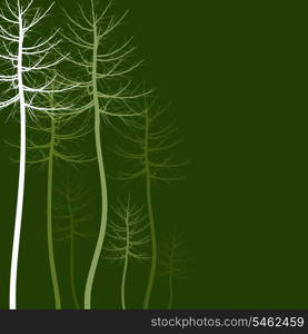 Wood of trees on a green background. A vector illustration