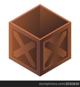 Wood parcel box icon. Isometric of wood parcel box vector icon for web design isolated on white background. Wood parcel box icon, isometric style