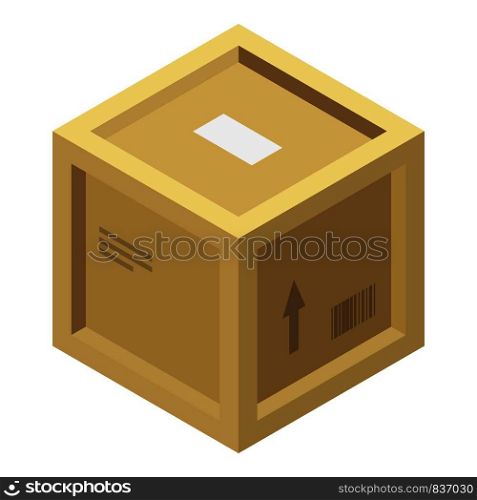 Wood parcel box icon. Isometric of wood parcel box vector icon for web design isolated on white background. Wood parcel box icon, isometric style