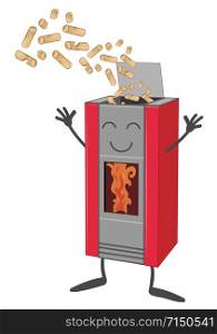 Wood pellet stove cartoon isolated on white background