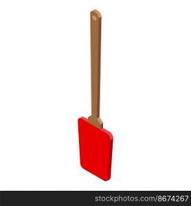 Wood plastic spatula icon isometric vector. Baking wooden. Bbq mixing. Wood plastic spatula icon isometric vector. Baking wooden