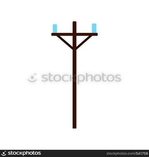 Wood power line icon. Power line flat vector design illustration isolated on white background. Wood power line icon. Power line flat vector design