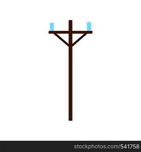 Wood power line icon. Power line flat vector design illustration isolated on white background. Wood power line icon. Power line flat vector design
